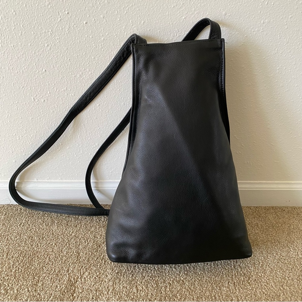 Genuine Black Leather Backpack with Concealed Zippers | “Simply Elegant”